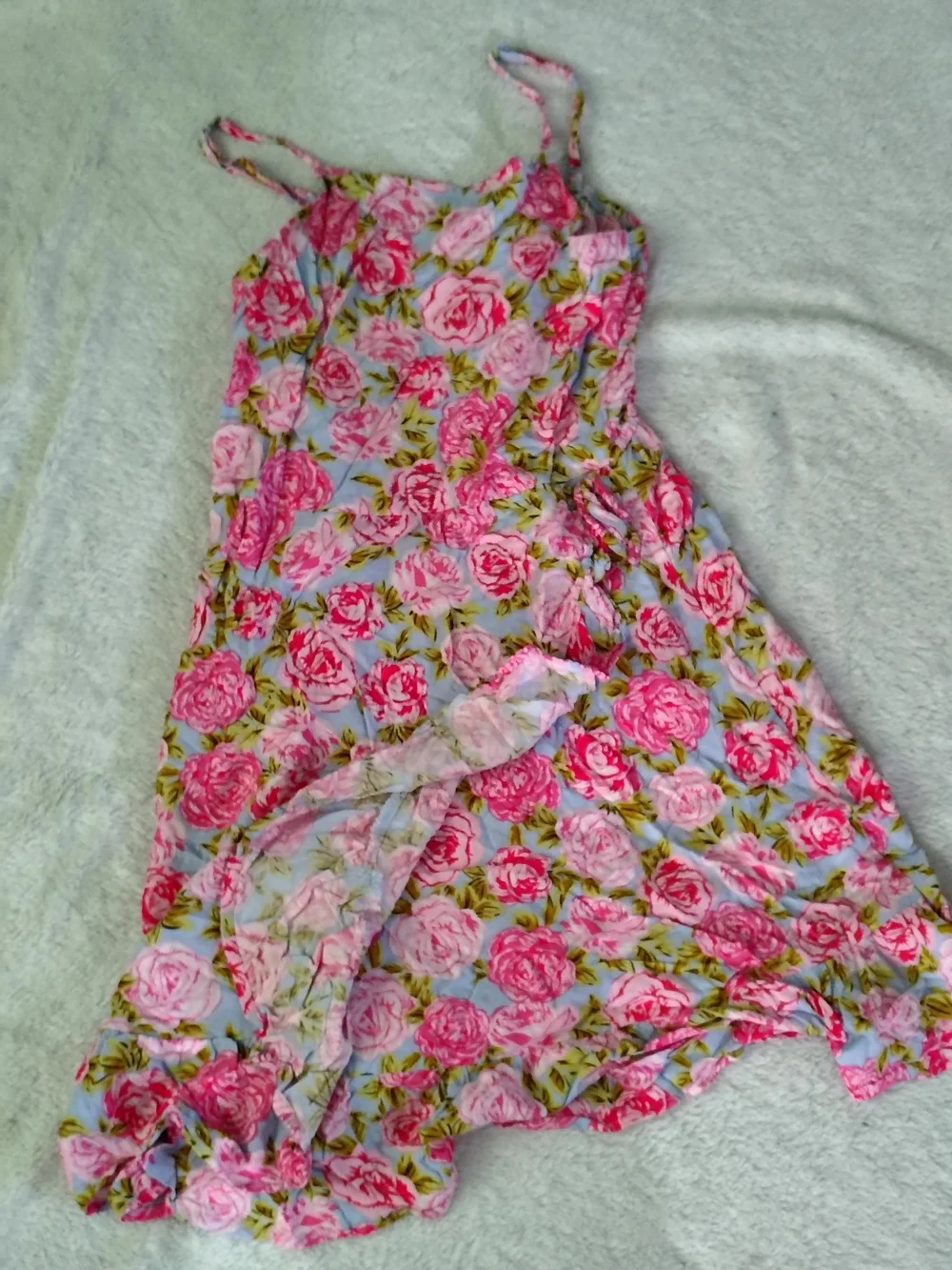 art class Pink Rose-Print Spaghetti Strap Dress